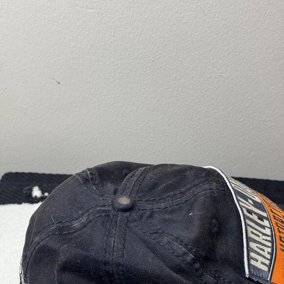 Harley-Davidson VTG Black Cap Embroidered Patch Big Logo Washed Biker Moto Y2K - Picture 12 of 12